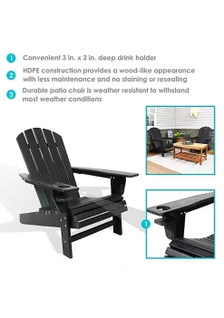 Budget ⭐ Sunnydaze All-Weather Black Outdoor Adirondack Chair with Drink Holder by Sunnydaze Decor ⌛ -Sunnydaze Decor Shop Belk 5770