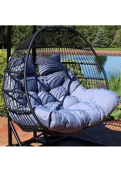Best Pirce 😉 Outdoor Liza Loveseat Egg Chair Replacement Cushion Set - Gray by Sunnydaze Decor 🎉 -Sunnydaze Decor Shop Belk 5778