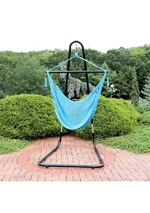 Promo ⌛ Extra Large Hammock Chair with Adjustable Steel Stand - Sky Blue by Sunnydaze Decor 🔥 3 Promo ⌛ Extra Large Hammock Chair with Adjustable Steel Stand - Sky Blue by Sunnydaze Decor 🔥
