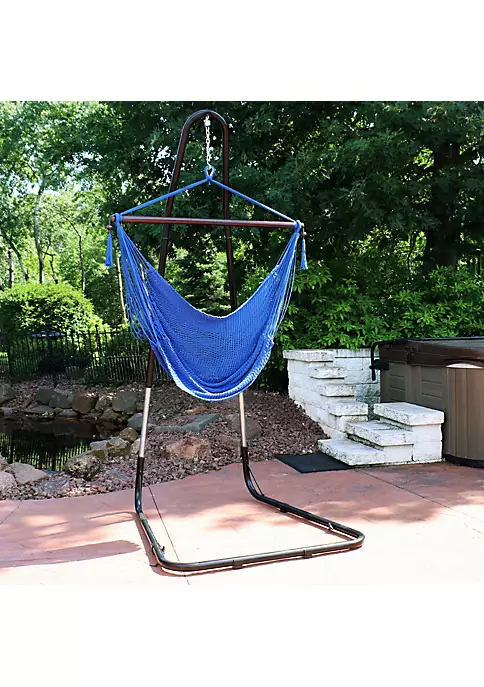 Outlet ๐ Extra Large Hammock Chair with Adjustable Steel Stand - Blue by Sunnydaze Decor โ๏ธ 7 Outlet ๐ Extra Large Hammock Chair with Adjustable Steel Stand - Blue by Sunnydaze Decor โ๏ธ - Image 5