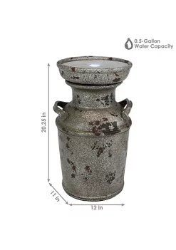 Deals ❤️ Vintage Milk Can Birdbath Water Fountain with LED Lights - 20 in by Sunnydaze Decor 💯 -Sunnydaze Decor Shop Belk 5807