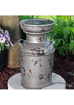 Deals ❤️ Vintage Milk Can Birdbath Water Fountain with LED Lights - 20 in by Sunnydaze Decor 💯 -Sunnydaze Decor Shop Belk 5808