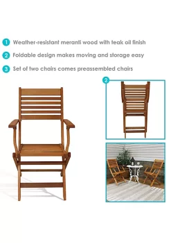 Hot Sale 👏 Meranti Wood Folding Patio Dining Armchair - Set of 2 by Sunnydaze Decor 🥰 -Sunnydaze Decor Shop Belk 5815