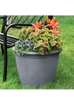 Outlet 🌟 20 in Anjelica Dual-Wall Polyresin Planter - Slate - Set of 4 by Sunnydaze Decor 🥰