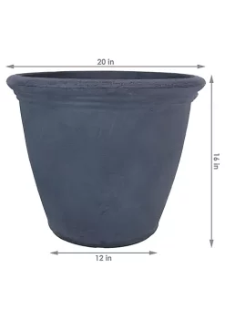Outlet 🌟 20 in Anjelica Dual-Wall Polyresin Planter - Slate - Set of 4 by Sunnydaze Decor 🥰 -Sunnydaze Decor Shop Belk 5827
