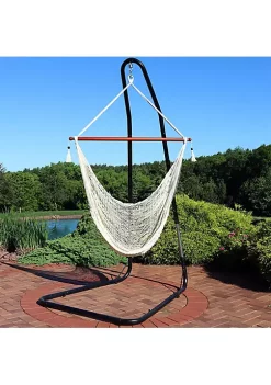 Cheapest 🧨 Extra Large Rope Hammock Chair with Adjustable Stand - Cream by Sunnydaze Decor ✨ -Sunnydaze Decor Shop Belk 5842