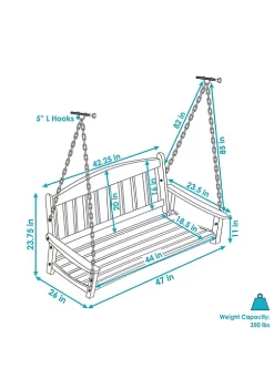 Coupon 😍 2-Person Hanging Bench with Armrests/Chains - Meranti Wood by Sunnydaze Decor 🔥 -Sunnydaze Decor Shop Belk 5846