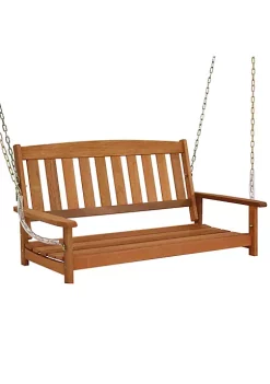 Coupon 😍 2-Person Hanging Bench with Armrests/Chains - Meranti Wood by Sunnydaze Decor 🔥 -Sunnydaze Decor Shop Belk 5847