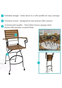 Cheapest 👏 Deluxe Chestnut Folding Patio Bistro Bar Armchair - Set of 4 by Sunnydaze Decor ✔️ -Sunnydaze Decor Shop Belk 585