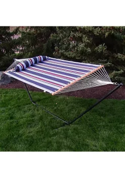 Buy 💯 Large Quilted Fabric Hammock with Steel Stand - Nautical Stripe by Sunnydaze Decor 🥰 -Sunnydaze Decor Shop Belk 5851