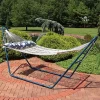 Cheap 🤩 2-Person Rope Hammock with Blue Steel Stand and Pillow - Natural by Sunnydaze Decor 🔥