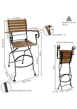 Cheapest 👏 Deluxe Chestnut Folding Patio Bistro Bar Armchair - Set of 4 by Sunnydaze Decor ✔️ -Sunnydaze Decor Shop Belk 586