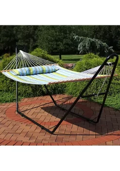 Best reviews of 😀 2-Person Quilted Hammock with Universal Steel Stand - Blue/Green by Sunnydaze Decor 🧨 -Sunnydaze Decor Shop Belk 5886