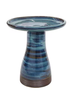 Promo 🎁 Duo-Tone Outdoor Glazed Ceramic Bird Bath - 20.5 in - Galaxy Blue by Sunnydaze Decor 🔥 -Sunnydaze Decor Shop Belk 5894