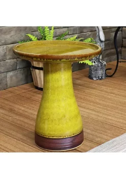 Flash Sale 🤩 Duo-Tone Glazed Ceramic Bird Bath - 20.5 in - Cognac Yellow by Sunnydaze Decor 🎉 -Sunnydaze Decor Shop Belk 5920