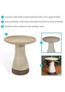 Top 10 ✨ Duo-Tone Outdoor Glazed Ceramic Bird Bath - 20.5 in - Yam by Sunnydaze Decor ✔️ -Sunnydaze Decor Shop Belk 5929
