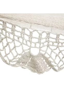 Promo 🥰 2-Person Woven Rope Hammock with Spreader Bars and Fringe - Cream by Sunnydaze Decor 🔔 -Sunnydaze Decor Shop Belk 5934