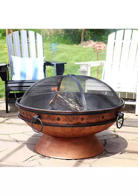 Budget 🔔 30 in Royal Cauldron Steel Fire Pit with Spark Screen - Copper by Sunnydaze Decor 👍 3 Budget 🔔 30 in Royal Cauldron Steel Fire Pit with Spark Screen - Copper by Sunnydaze Decor 👍