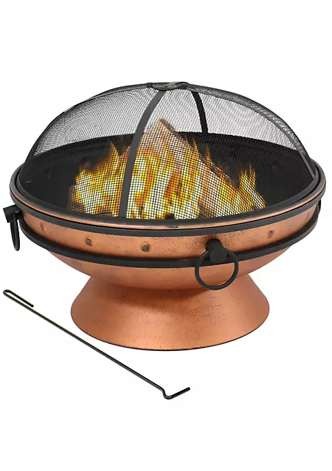 Budget 🔔 30 in Royal Cauldron Steel Fire Pit with Spark Screen - Copper by Sunnydaze Decor 👍 4 Budget 🔔 30 in Royal Cauldron Steel Fire Pit with Spark Screen - Copper by Sunnydaze Decor 👍 - Image 2
