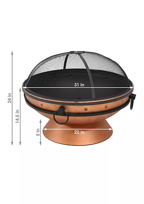 Budget 🔔 30 in Royal Cauldron Steel Fire Pit with Spark Screen - Copper by Sunnydaze Decor 👍 7 Budget 🔔 30 in Royal Cauldron Steel Fire Pit with Spark Screen - Copper by Sunnydaze Decor 👍 - Image 5