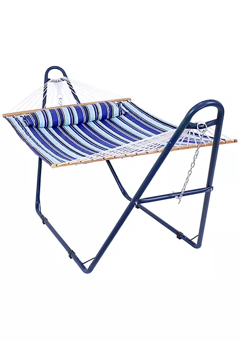 New ๐ 2-Person Quilted Hammock with Universal Steel Blue Stand - Beach by Sunnydaze Decor ๐ 4 New ๐ 2-Person Quilted Hammock with Universal Steel Blue Stand - Beach by Sunnydaze Decor ๐ - Image 2