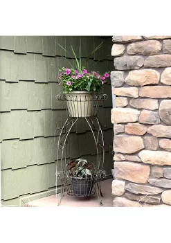 Discount 💯 Sunnydaze Metal Double Planter Basket Stand by Sunnydaze Decor 🛒