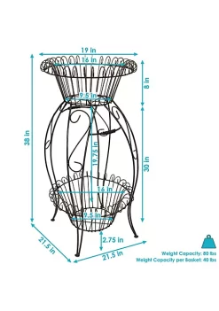 Discount 💯 Sunnydaze Metal Double Planter Basket Stand by Sunnydaze Decor 🛒 -Sunnydaze Decor Shop Belk 6024