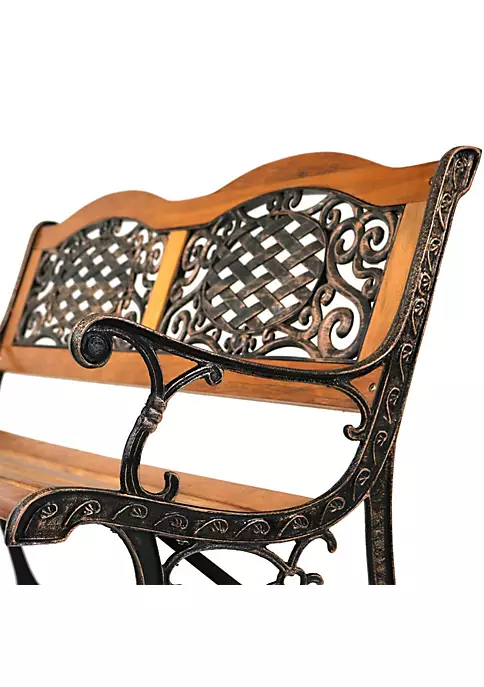Flash Sale ๐ 2-Person Ivy Crossweave Cast Iron and Wood Outdoor Garden Bench by Sunnydaze Decor ๐ฅฐ 5 Flash Sale ๐ 2-Person Ivy Crossweave Cast Iron and Wood Outdoor Garden Bench by Sunnydaze Decor ๐ฅฐ - Image 3