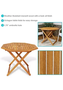 Brand new 💯 35.5 in Meranti Wood Folding Octagon Patio Dining Table by Sunnydaze Decor 😍 -Sunnydaze Decor Shop Belk 6056