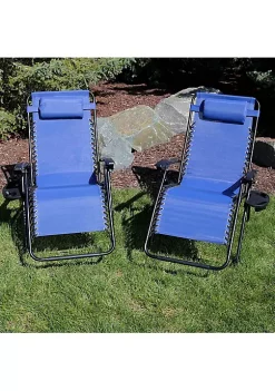 Best deal 💯 XL Zero Gravity Chair with Cup Holder - Navy Blue - Set of 2 by Sunnydaze Decor 🛒 -Sunnydaze Decor Shop Belk 6062