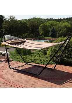 Coupon 🧨 2-Person Quilted Hammock with Universal Steel Stand - Sandy Beach by Sunnydaze Decor ❤️ -Sunnydaze Decor Shop Belk 6094