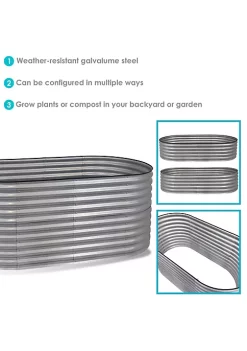 Budget 💯 Galvalume Steel Oval Raised Garden Bed - Silver - 79 in x 32 in by Sunnydaze Decor 🎉 -Sunnydaze Decor Shop Belk 6109