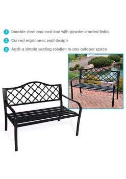 Best reviews of ⌛ 2-Person Lattice Cast Iron Outdoor Garden Bench - Black by Sunnydaze Decor 😍 -Sunnydaze Decor Shop Belk 6115