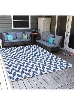Best deal 👍 Geometric Affinity Outdoor Area Rug - Steel Blue - 8 ft x 10 ft by Sunnydaze Decor ⌛ -Sunnydaze Decor Shop Belk 6159