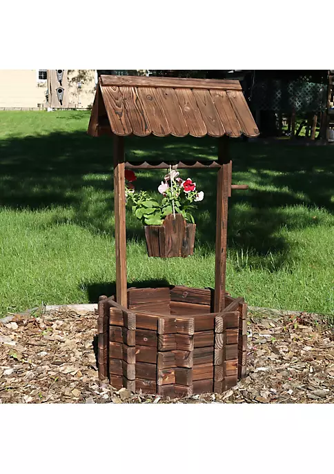 Promo ๐ 45 in 2-Tier Wooden Fir Wishing Well Hanging Garden Planter by Sunnydaze Decor ๐ 3 Promo ๐ 45 in 2-Tier Wooden Fir Wishing Well Hanging Garden Planter by Sunnydaze Decor ๐