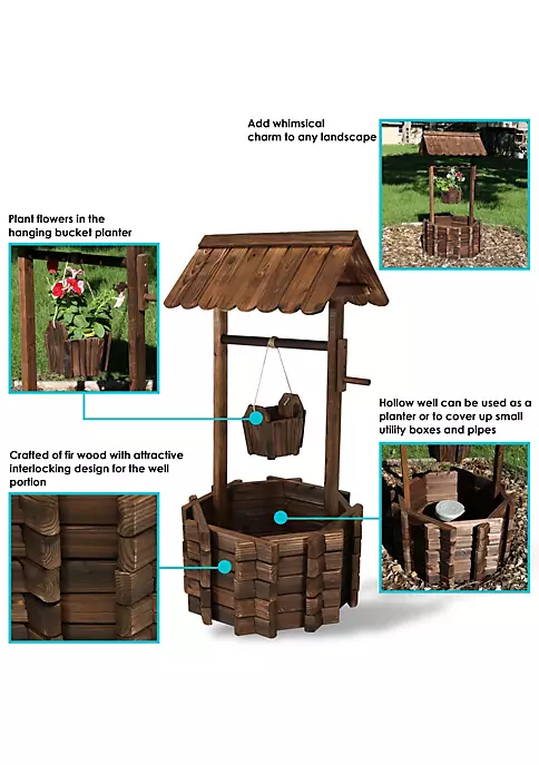 Promo ๐ 45 in 2-Tier Wooden Fir Wishing Well Hanging Garden Planter by Sunnydaze Decor ๐ 6 Promo ๐ 45 in 2-Tier Wooden Fir Wishing Well Hanging Garden Planter by Sunnydaze Decor ๐ - Image 4
