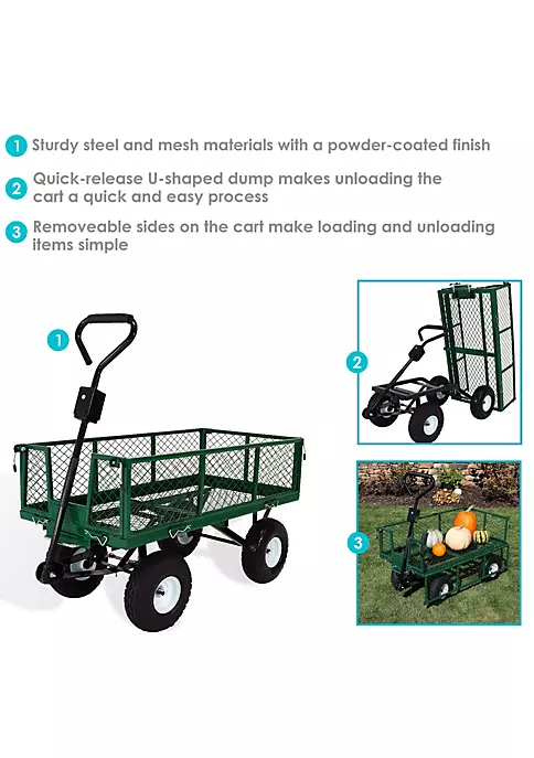 Deals ๐ Large Heavy-Duty Steel Garden Cart with Removable Sides - Green by Sunnydaze Decor ๐ 6 Deals ๐ Large Heavy-Duty Steel Garden Cart with Removable Sides - Green by Sunnydaze Decor ๐ - Image 4