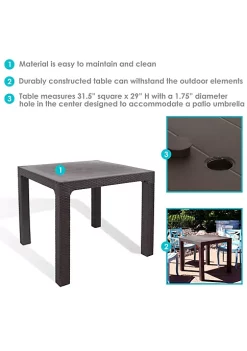 Best Pirce ❤️ 31.5 in Plastic Rattan Square Patio Dining Table - Brown by Sunnydaze Decor 🔥 -Sunnydaze Decor Shop Belk 6183