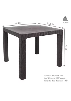 Best Pirce ❤️ 31.5 in Plastic Rattan Square Patio Dining Table - Brown by Sunnydaze Decor 🔥 -Sunnydaze Decor Shop Belk 6184