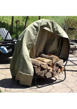 Discount 😍 48 in Powder-Coated Steel Firewood Log Hoop Rack with Khaki Cover by Sunnydaze Decor 👍 -Sunnydaze Decor Shop Belk 6201
