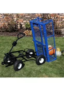 Hot Sale 👍 Large Heavy-Duty Steel Garden Cart with Removable Sides - Blue by Sunnydaze Decor 👍
