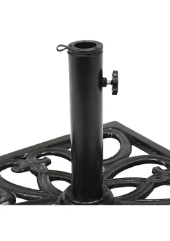 Discount 🔔 22 in Geometric Cast Iron Square Patio Umbrella Base - Black by Sunnydaze Decor ❤️ -Sunnydaze Decor Shop Belk 6215