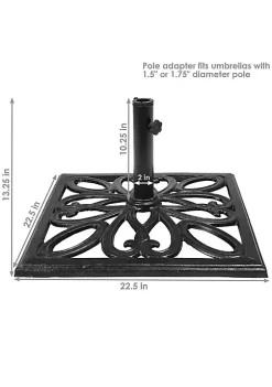 Discount 🔔 22 in Geometric Cast Iron Square Patio Umbrella Base - Black by Sunnydaze Decor ❤️ -Sunnydaze Decor Shop Belk 6216