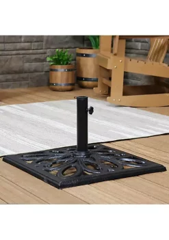 Discount 🔔 22 in Geometric Cast Iron Square Patio Umbrella Base - Black by Sunnydaze Decor ❤️ -Sunnydaze Decor Shop Belk 6217
