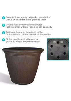 Budget 🎁 24 in Anjelica Unbreakable Polyresin Planter - Rust - Set of 2 by Sunnydaze Decor 🌟 -Sunnydaze Decor Shop Belk 6221