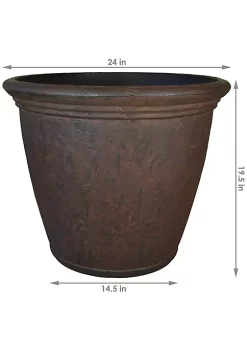 Budget 🎁 24 in Anjelica Unbreakable Polyresin Planter - Rust - Set of 2 by Sunnydaze Decor 🌟 -Sunnydaze Decor Shop Belk 6222
