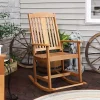 Promo 🔔 Sunnydaze Meranti Wood Outdoor Rocking Chair - 220 lb. Capacity - 42-Inch by Sunnydaze Decor ⭐ -Sunnydaze Decor Shop Belk 6224
