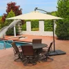 Best Pirce ✔️ 10 ft Solar Offest Steel Patio Umbrella with Crank - Beige by Sunnydaze Decor 🔥