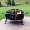 Outlet 🎉 40 in Diamond Weave Steel Fire Pit with Spark Screen and Poker by Sunnydaze Decor 🔔