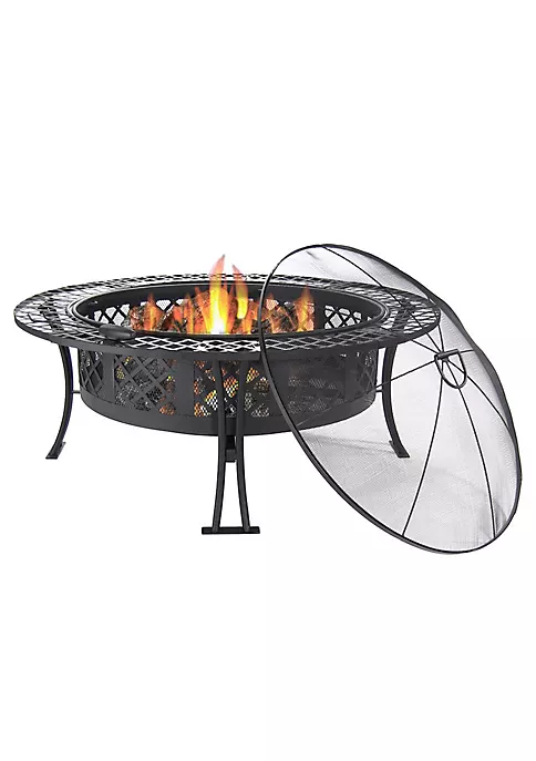 Outlet ๐ 40 in Diamond Weave Steel Fire Pit with Spark Screen and Poker by Sunnydaze Decor ๐ 4 Outlet ๐ 40 in Diamond Weave Steel Fire Pit with Spark Screen and Poker by Sunnydaze Decor ๐ - Image 2